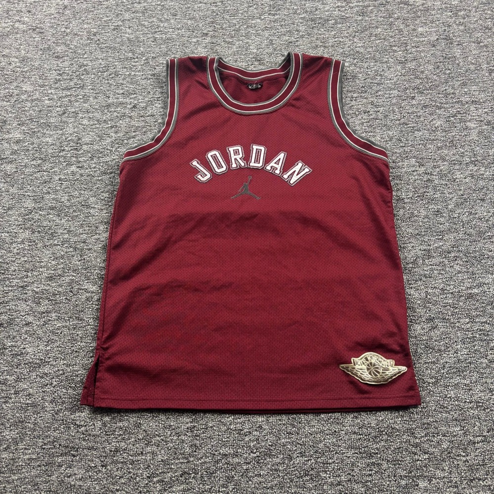 Y2K 2000s Jordan Brand Mesh Basketball Jersey Maroon Red Men's Size Medium